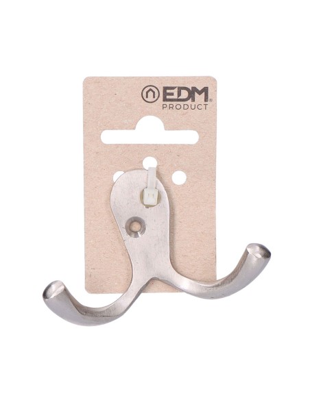 Colgador doble de latón níquel mate 7,5 x 5 cm