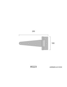 Bisagra en forma de t 250 x 110 mm de hierro zincado cromado 2