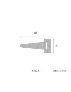 Bisagra forma t 100 x 75 mm hierro negro epoxy 2