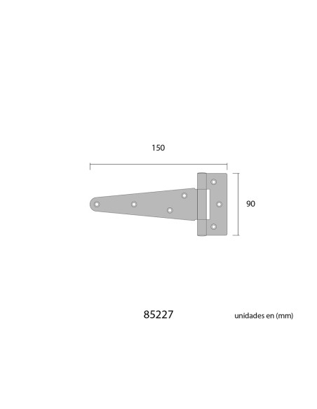 Bisagra en forma de t 150 x 90 mm hierro negro epoxy