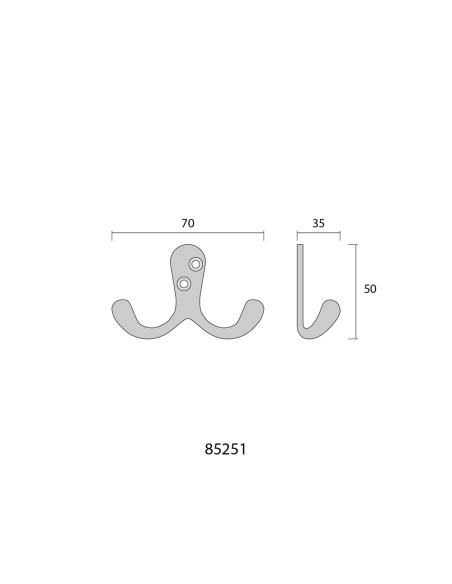 Colgador doble de forja negro 7,5 x 5 cm