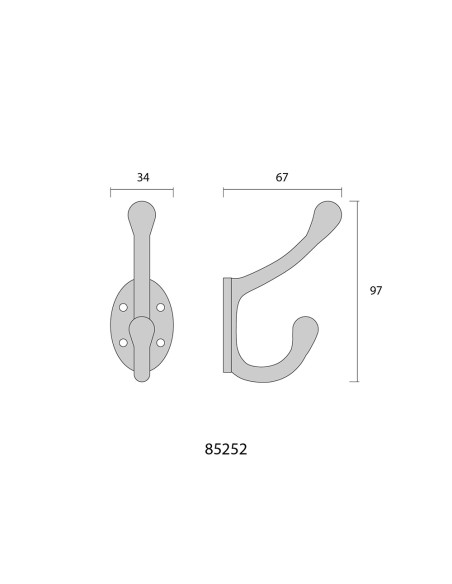 Colgador de forja negro 13 x 5 cm