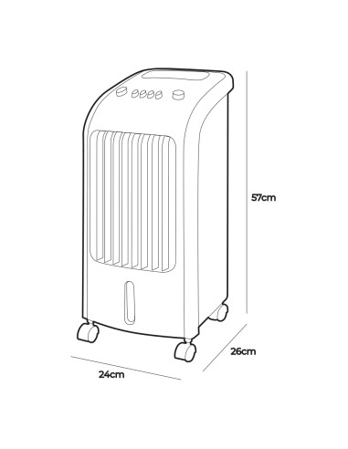 Climatizador por agua 80w 3,6l 24 x 26 x 57 cm edm