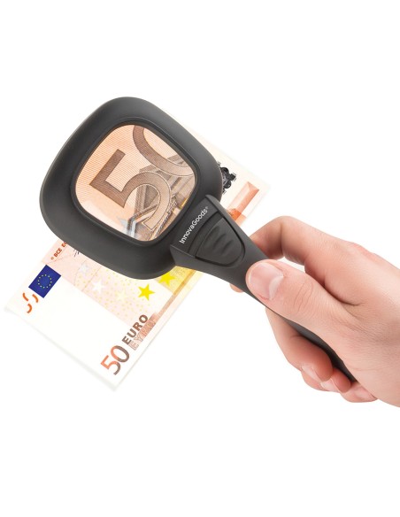 Lupa con luz led y ultravioleta 3x