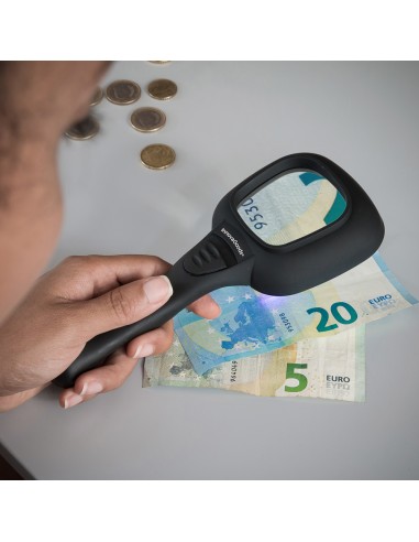 Lupa con luz led y ultravioleta 3x