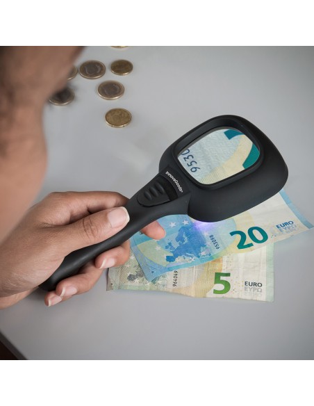 Lupa con luz led y ultravioleta 3x