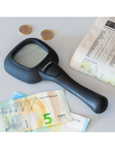 Lupa con luz led y ultravioleta 3x