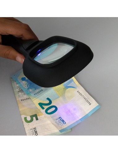 Lupa con luz led y ultravioleta 3x
