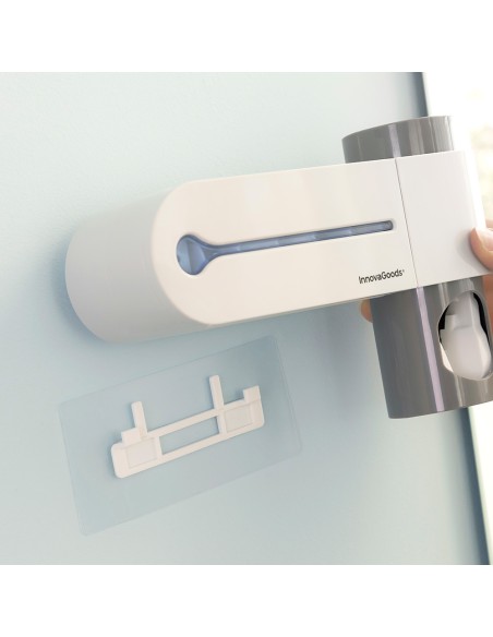 Esterilizador uv de cepillos dentales con soporte y dispensador de dentífrico