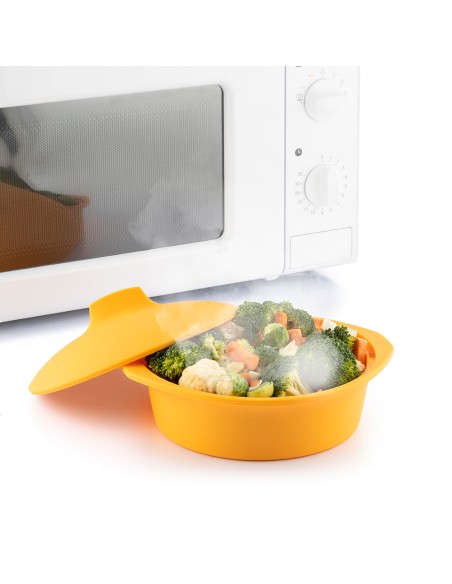 Vaporera de silicona multifunción con recetas 21,5 x 11 x 19,5 cm