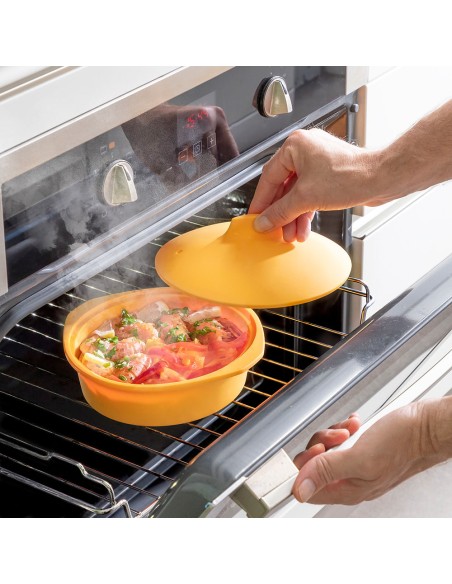 Vaporera de silicona multifunción con recetas 21,5 x 11 x 19,5 cm