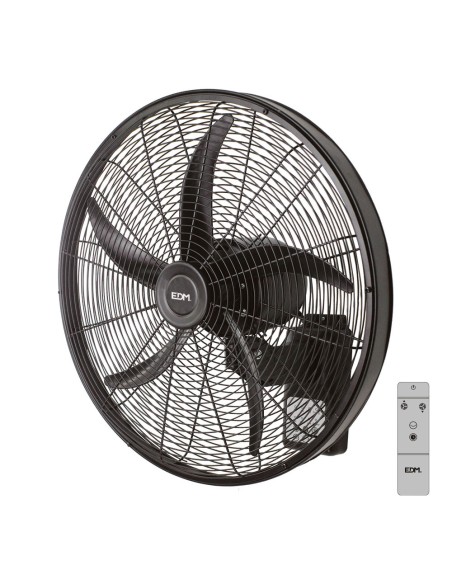 Ventilador pared mando a distancia, negro, potencia 100 w, aspas ø50 cm