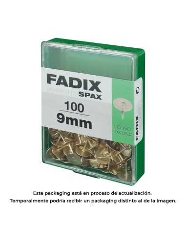 Chincheta plana latonada 9 mm, caja 100 uds