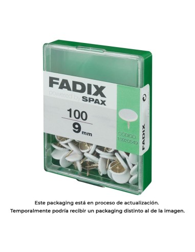 Chincheta plana blanca 9 mm, caja 100 uds