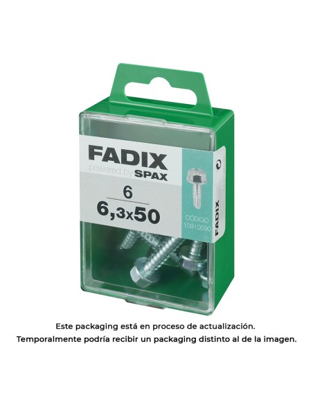 Caja s 6 unid. tornillo rosca chapa hexagonal autot. 6,3x50mm fadix