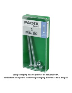 Caja m 2 unid. tornillo metrica cab hex+tuerca cinc m 6x80mm fadix