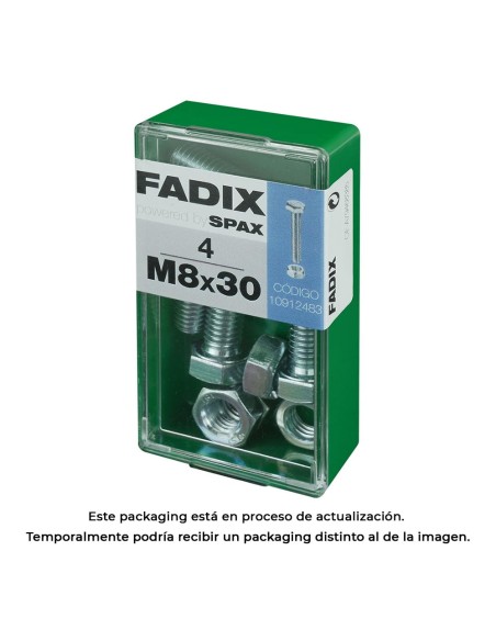 Caja s 4 unid. tornillo metrica cab hex+tuerca cinc m 8x30mm fadix