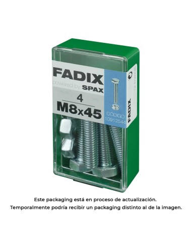Caja s 4 unid. tornillo metrica cab hex+tuerca cinc m 8x45mm fadix