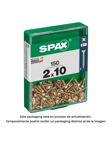 Caja 150 unid. tornillo madera spax cabeza plana yellox 2,0x10mm spax