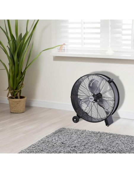 Ventilador industrial de suelo, con ruedas, negro 180 w, ø65cm