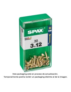 Caja 30 unid. tornillo madera spax cabeza plana yellox 3,0x12mm spax