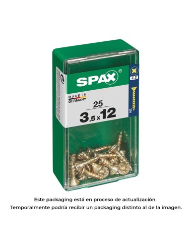 Caja 25 unid. tornillo madera spax cabeza plana yellox 3,5x12mm spax