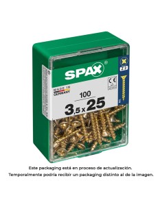 Caja 100 unid. tornillo madera spax cabeza plana yellox 3,5x25mm spax