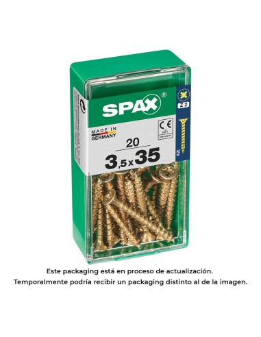 Caja 20 unid. tornillo madera spax cabeza plana yellox 3,5x35mm spax
