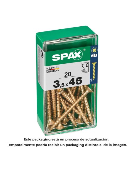 Caja 20 unid. tornillo madera spax cabeza plana yellox 3,5x45mm spax
