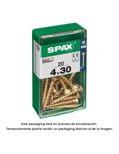 Caja 20 unid. tornillo madera cabeza plana yellox 4,0x30mm spax