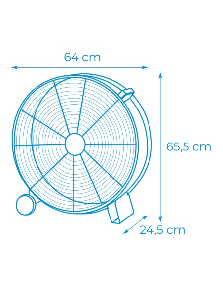 Ventilador industrial de suelo, con ruedas, negro 180 w, ø65cm