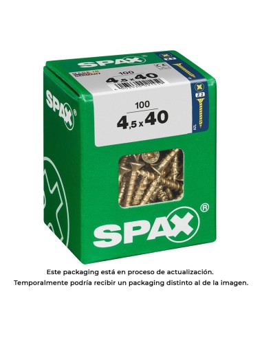 Caja 100 unid. tornillo madera cabeza plana yellox 4,5x40mm spax