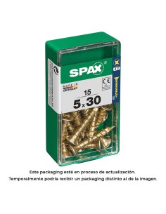 Caja 15 uds. tornillo madera spax cab. plana yellox 5,0x30mm spax