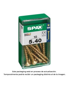 Caja 10 unid. tornillo madera cabeza plana yellox 5,0x40mm spax