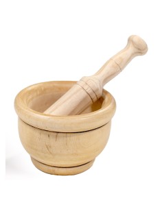 Mortero de madera con maza ø14cm.