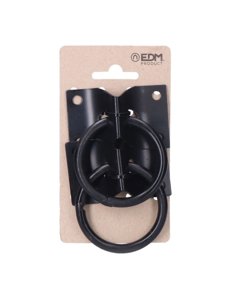 2 anillas aparca perros con placa 70x45mm negras