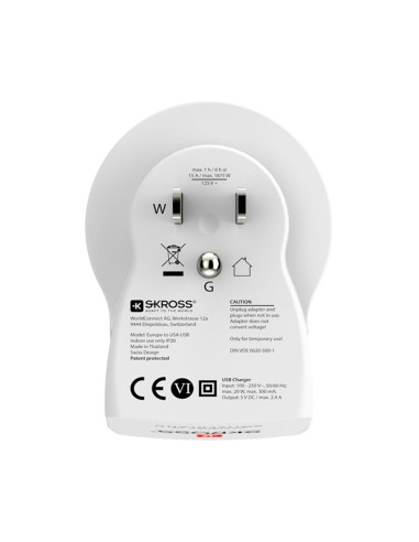 Adaptador europeo a estados unidos usb skross...