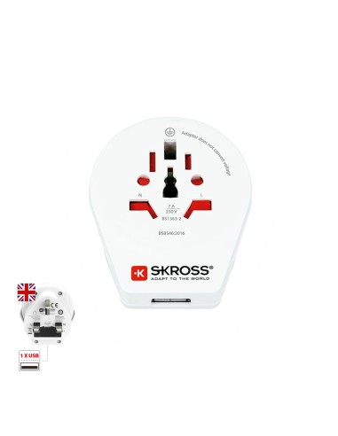 Adaptador mundial a reino unido con usb skross 1500267