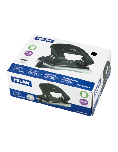 Perforadora para papel con guía negro