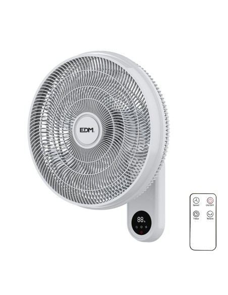 Ventilador pared mando a distancia, blanco, potencia 55 w, aspas ø40 cm