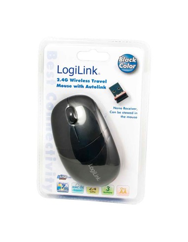 Ratón wireless 2.4 ghz, 3 botones, negro logilink