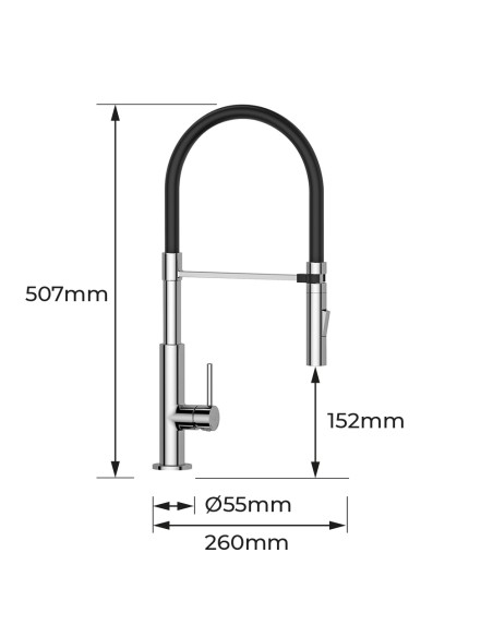 Grifo monomando de cocina caño alto serie bermeo
