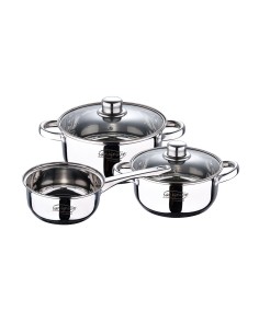 Bateria 5 piezas de acero inoxidable ind cassel: cazo ø16 cm / cacerola con tapa ø18 cm / cacerola con tapa ø20 cm