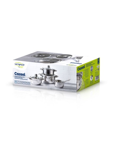 Bateria 7 piezas de acero inox ind cassel: cazo...