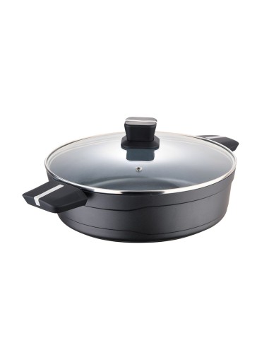 Olla baja de aluminio fundido ind con tapa bistro grey ø28 x 8 cm