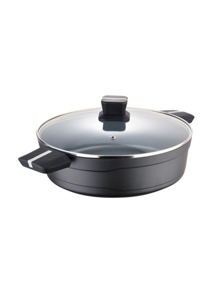 Olla baja de aluminio fundido ind con tapa bistro grey ø28 x 8 cm