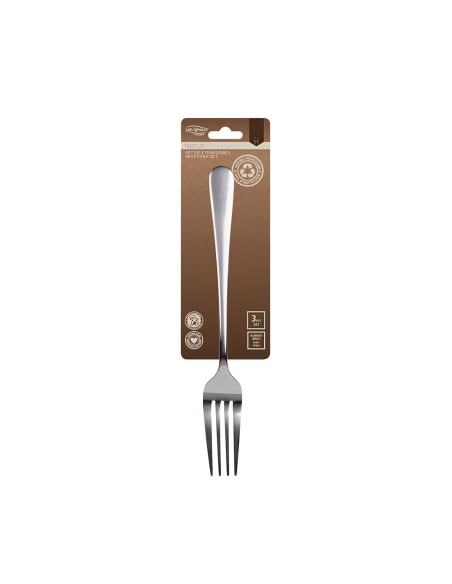 Set 3 unid. tenedor de acero inoxidable reciclado brillo natur sg7766 san ignacio