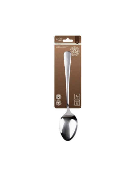 Set 3 unid. cuchara de acero inoxidable reciclado brillo natur sg7767 san ignacio
