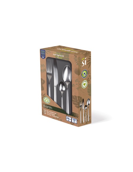 Cuberteria 24 piezas de acero inoxidable reciclado brillo earth sg7775 san ignacio