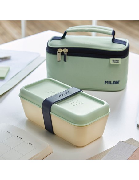 Bolsa isotérmica porta alimentos pequeña con 1 recipiente (1,5 l) serie 1918, verde milan